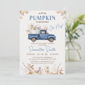 Fall Brown Wildblumen Pumpkin Truck Kinderdusche Einladung (Stehend Vorderseite)