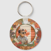 Fall Bruch Cat Metal Circle Schlüsselanhänger (Rückseite)