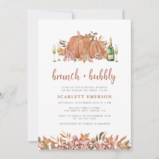Fall Brunch Bridal Dusche Einladung (Vorderseite)
