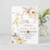 Fall Brunch und Bubbly Boho Pumpkin Brautparty Einladung (Stehend Vorderseite)