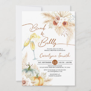 Fall Brunch und Bubbly Boho Pumpkin Brautparty Einladung