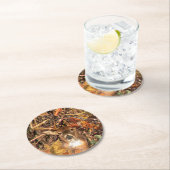 Fall Buck in der Camouflage Weißer Schwanz Hirsch Runder Pappuntersetzer (Vor Ort)