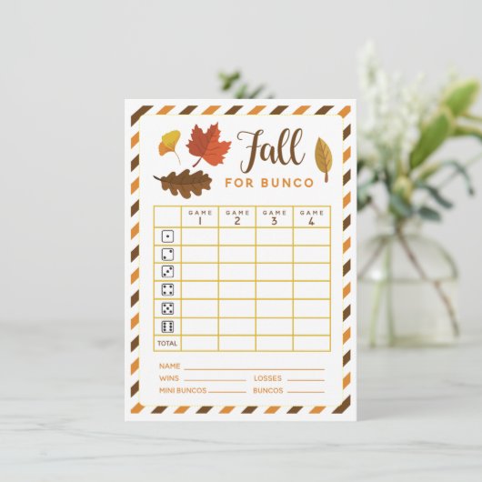 Fall Bunco Card August September Oktober Thema Einladung (Stehend Vorderseite)