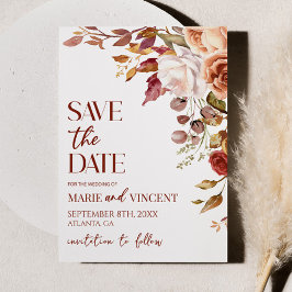 Fall Burgund Bläsereien Blume Hochzeit speichern d Einladung