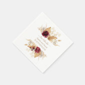 Fall Burgund Blume Pampas Grass Palm Hochzeit Serviette (Ecke)