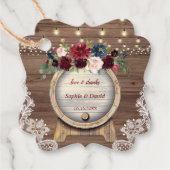 Fall Burgund Blumenwein Weinberg Weinberg Hochzeit Geschenkanhänger (Vorderseite)