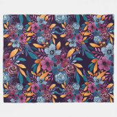 Fall Burgund Marine Mustard Wasserfarbe Blume Art Fleecedecke (Vorderseite (Horizontal))