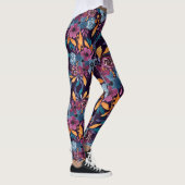 Fall Burgund Marine Mustard Wasserfarbe Blume Art Leggings (Rechts)
