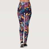 Fall Burgund Marine Mustard Wasserfarbe Blume Art Leggings (Rückseite)