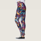 Fall Burgund Marine Mustard Wasserfarbe Blume Art Leggings (Links)