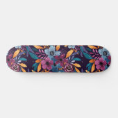 Fall Burgund Marine Mustard Wasserfarbe Blume Art Skateboard (Horizontal)
