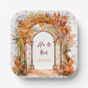 Fall Burgund Orange Alcohol Tinte Blumenzehen Pappteller
