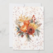 Fall Burgund Orange Blumenbride & Groom Wedding Einladung (Rückseite)