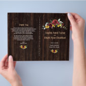 Fall Burgund Rose Sonnenblumen Altes Holz Programm Flyer (Hand)
