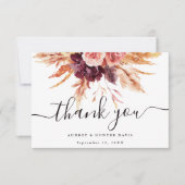 Fall Burgund Terracotta Floral Wedding Foto Dankeskarte (Vorderseite)