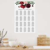 Fall Burgundy Bloral Hochzeitstabelle Poster (Küche)