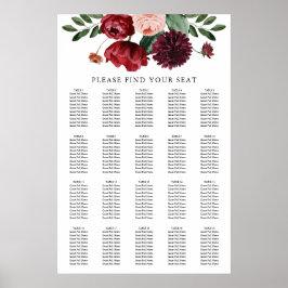 Fall Burgundy Bloral Hochzeitstabelle Poster