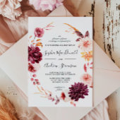 Fall Burgundy Blume Wreath Wedding Einladung