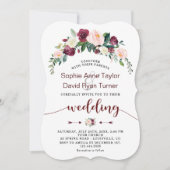 Fall Burgundy Blush Handwriting Wedding Einladung (Vorderseite)