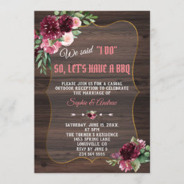 Fall Burgundy Blush Wood Wedding I DO GRILLEN Einladung