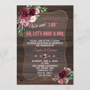 Fall Burgundy Blush Wood Wedding I DO GRILLEN Einladung