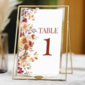 Fall Burgundy Brown Beige Blume Hochzeit der Flora Tischnummer