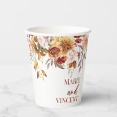 Fall Burgundy Brown Blume Wedding Pappbecher (Vorderseite)