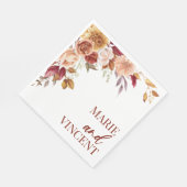Fall Burgundy Brown Blume Wedding Serviette (Ecke)