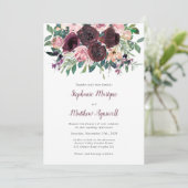 Fall Burgundy Dusty Blush Peach Botanische Hochzei Einladung (Stehend Vorderseite)