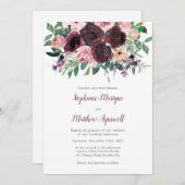 Fall Burgundy Dusty Blush Peach Botanische Hochzei Einladung (Vorne/Hinten)