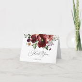 Fall Burgundy floral geklappt Danke Karte (Vorderseite)