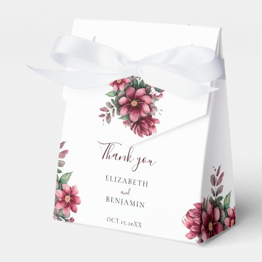 Fall Burgundy Floral Wedding Watercolor Geschenkschachtel (Vorderseite)