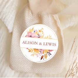 Fall Burgundy Foliage Wedding Runder Aufkleber