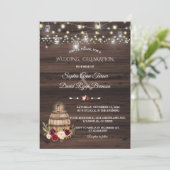 Fall Burgundy Marsala Wine Barrel Floral Wedding Einladung (Stehend Vorderseite)