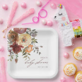 Fall Burgundy & Orange Blume Babydusche Pappteller (Party)