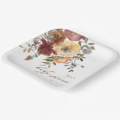 Fall Burgundy & Orange Blume Babydusche Pappteller (Gewinkelt)