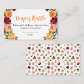 Fall Burgundy Orange Floral Baby Diaper Raffles Begleitkarte (Vorne/Hinten)