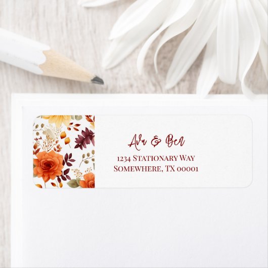 Fall Burgundy Orange Rustikale Hochzeitadresse (Insitu)