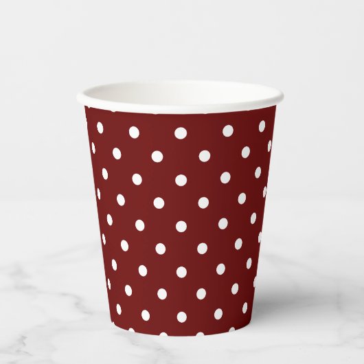 Fall Burgundy Polka Dot Mustervorlagen Papier-Cups Pappbecher (Vorderseite)