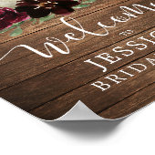 Fall Burgundy Pumpkin Wood Dusche Begrüßungszeiche Poster (Ecke)