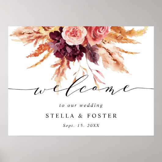 Fall Burgundy Terracotta Hochzeit Poster (Vorne)