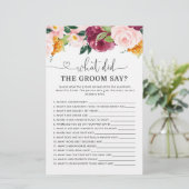 Fall burgundy Was hat der Bräutigam gesagt Brautpa (Stehend Vorderseite)