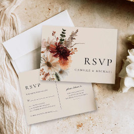 Fall Burgundy Wedding Rsvp Postkarte