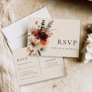 Fall Burgundy Wedding Rsvp Postkarte