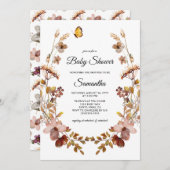 Fall Burgundy Wildblumen Babydusche Einladung (Vorne/Hinten)
