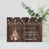 Fall Burgundy Wine Barrel Floral Save the Date (Stehend Vorderseite)