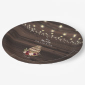 Fall Burgundy Wine Barrel Floral Wedding Pappteller (Schrägansicht)