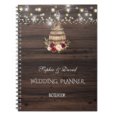 Fall Burgundy Wine Barrel Floral Wedding Planner Notizblock (Vorderseite)