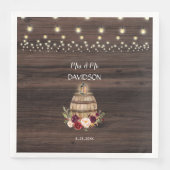 Fall Burgundy Wine Barrel Floral Wedding Serviette (Vorderseite)