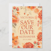 Fall Burnt Orange Blume Hochzeit Save The Date (Vorderseite)